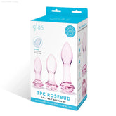 3-Piece Rose Glass Butt Plug Set-French Quarter Lingerie
